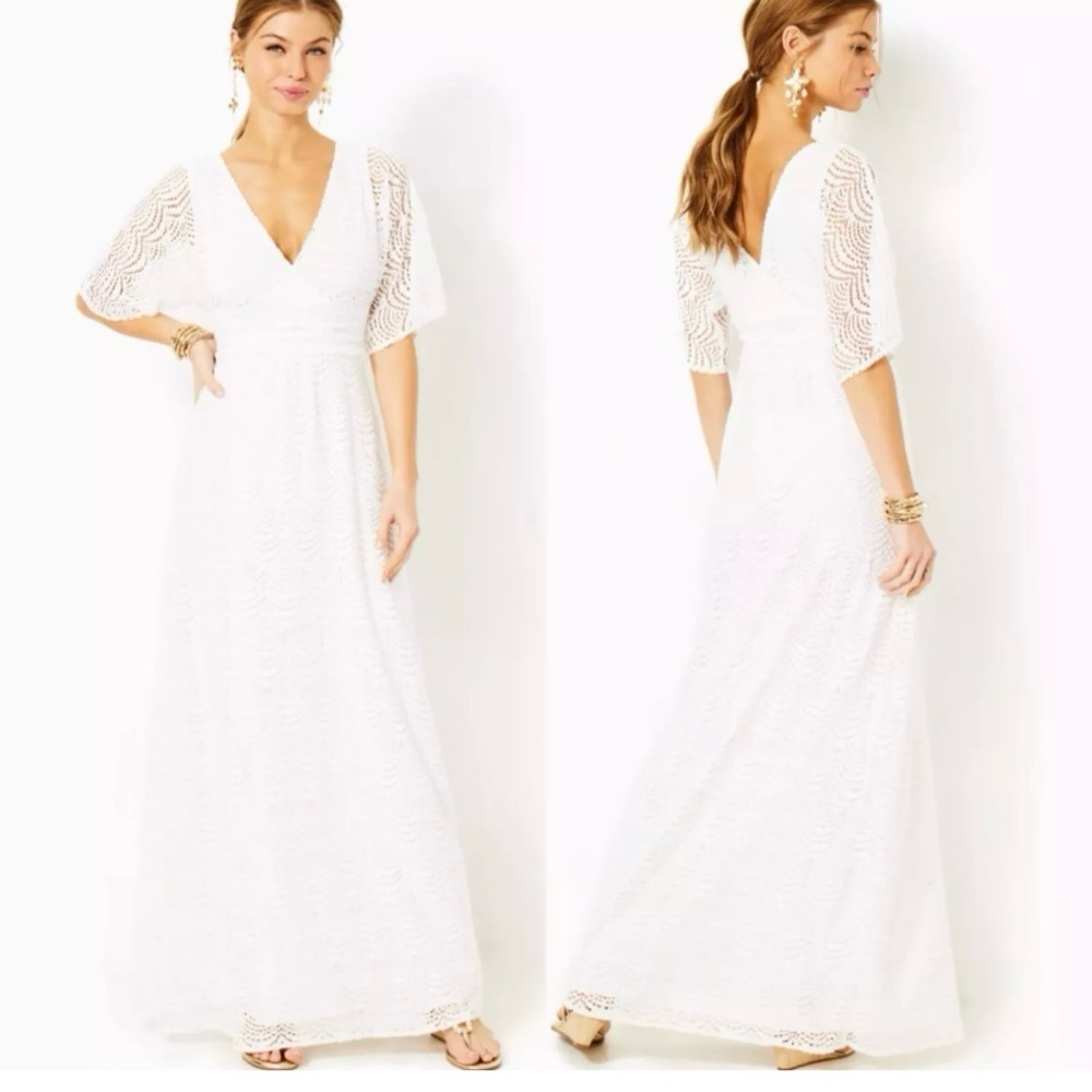 XL NWT Lilly Pulitzer Parigi Lace Maxi Dress Resort White Shell